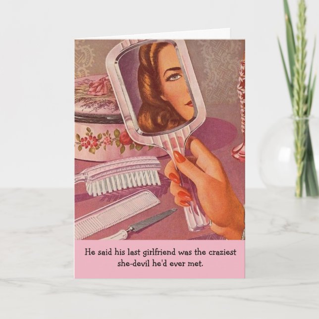 Retro Woman-Crazy Girlkompis Kort (Framsida)