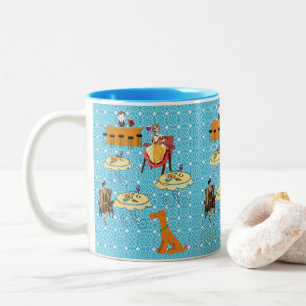 Retro Woman Dinning Hund Mugg