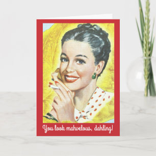 Retro Woman Du ser Mahvelous Funny Birthday Kort