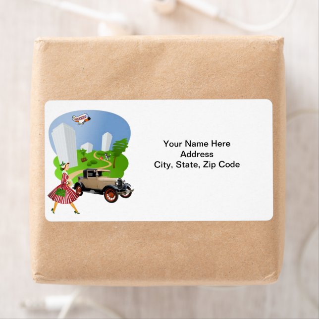 Retro Woman-etiketter Fraktsedel (Insitu)