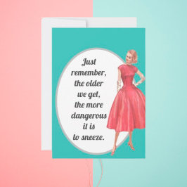 Retro Woman Getting Old Quote Birthday Card Kort