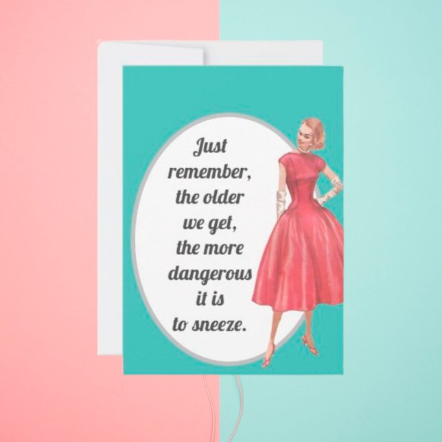 Retro Woman Getting Old Quote Birthday Card Kort (Skapare uppladdad)