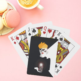 Retro Woman Holding Camera pop Art Casinokort