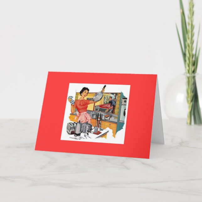 Retro Woman i köket Kort (Framsida)
