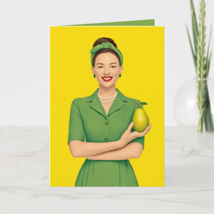 Retro Woman med Pear Inbjudan