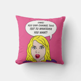 RETRO WOMAN MED TEXTanpassningsbarna dekorativ kud Kudde