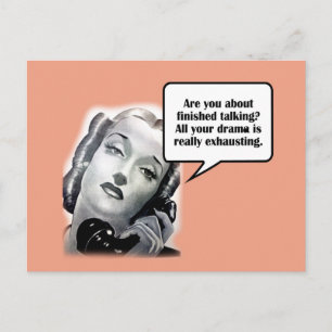 Retro Woman på Mobil, Drama Vykort