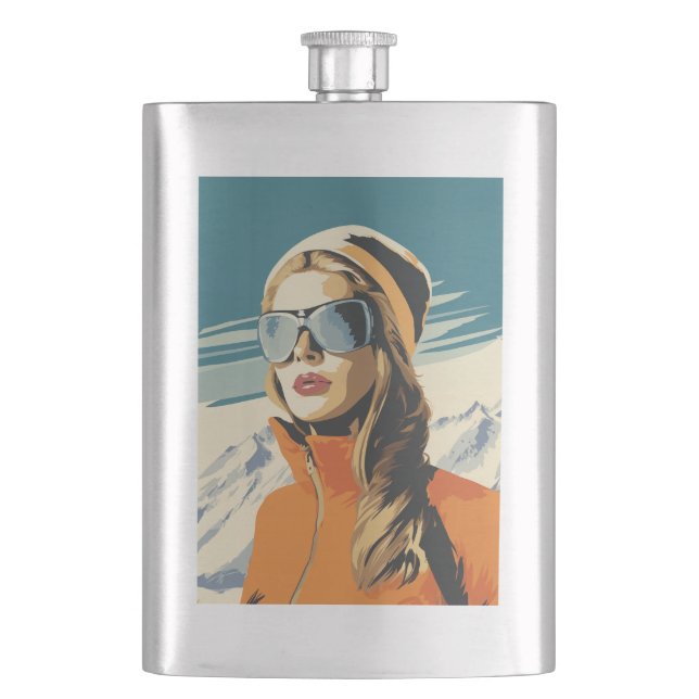 Retro Woman Porträtt i Snö Fickplunta (Framsidan)