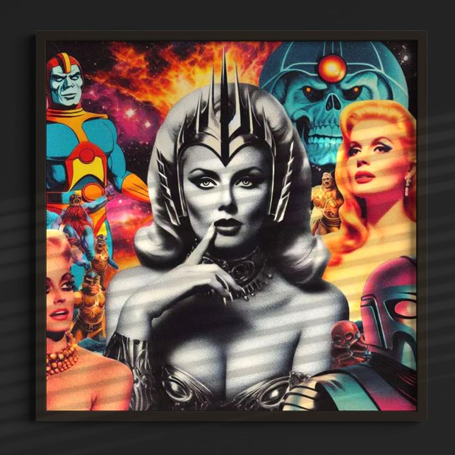 Retro Woman Sci-fi Collage Poster (Skapare uppladdad)