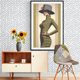 Retro Woman Wearing Hat med Ro Poster