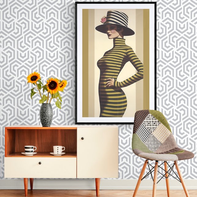 Retro Woman Wearing Hat med Ro Poster (Skapare uppladdad)