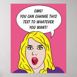 RETRO WOMAN with DITT TEXT anpassningsbar poster
