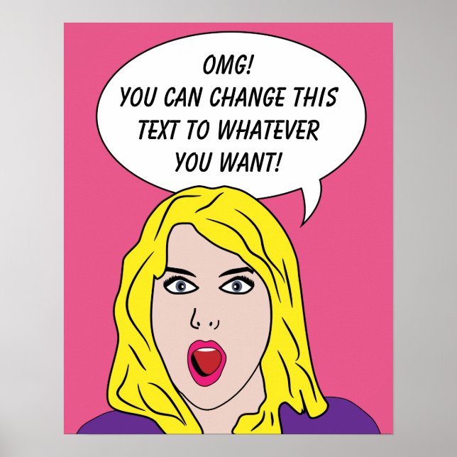 RETRO WOMAN with DITT TEXT anpassningsbar poster (Framsidan)