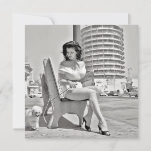 Retro "Woman With Pudel"-anteckningskort Anteckningskort