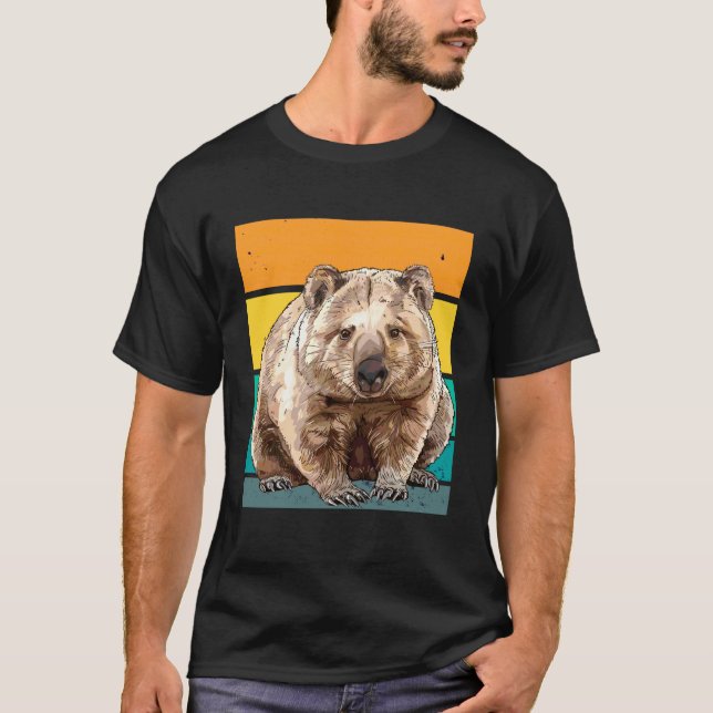Retro Wombat T Shirt (Framsida)
