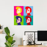 Retro Women Pop Art Poster<br><div class="desc">Retrokvinnor lägger ut konst med fyra kvinnor. Den här designen ser ut att vara verkligen på dessa Poster</div>
