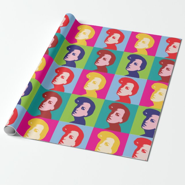 Retro Women Pop Art Presentpapper (Utrullad)