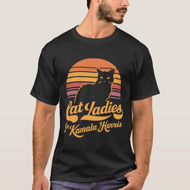 Retro Womens Kamala Harris Cat Dam T Shirt (Framsida)