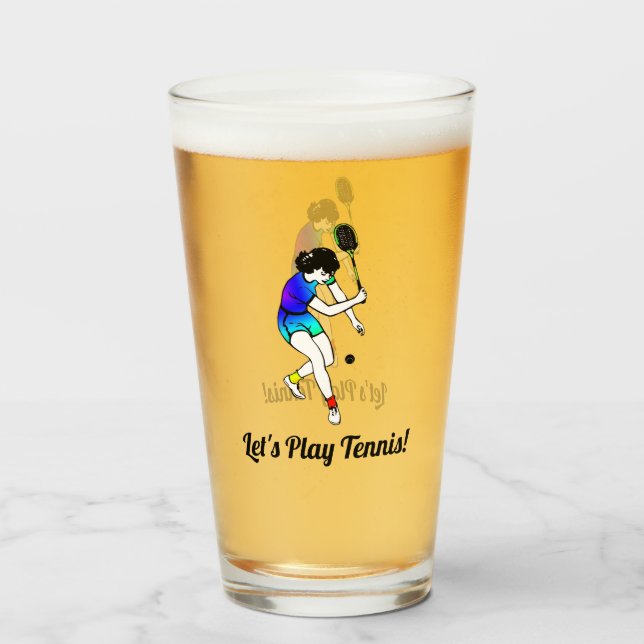 Retro Women's Tennis Player Anpassningsbar Text Glaskopp (Framsida fylld)