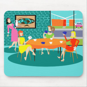 Retro Women's Weekly Card Game Mousepad Musmatta