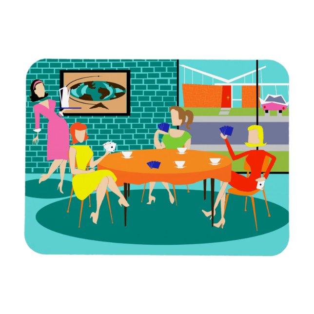 Retro Women's Weekly Card-spel Flexi Magnet (Horisontell)