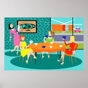 Retro Women's Weekly Card-spel Poster