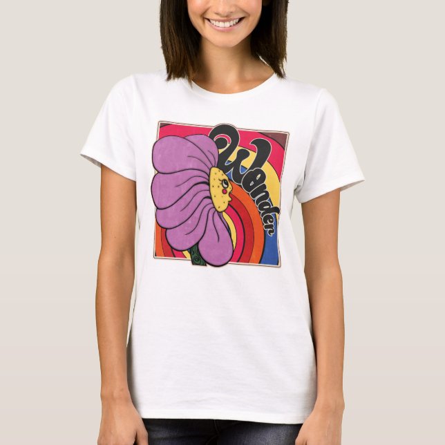 Retro Wonder Flower – 70s Cartoon Art T Shirt (Framsida)