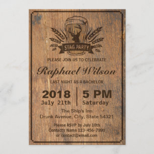 Retro Wood Beer & Sällskapsbröllopskort Inbjudningar