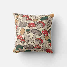 Retro Woodland Mushroom Foraging Kudde