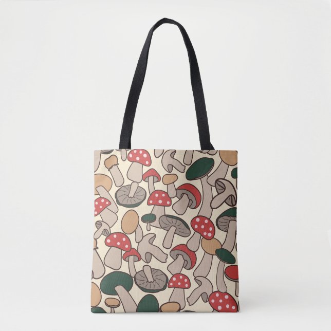 Retro Woodland Mushroom Pattern Tygkasse (Framsida)