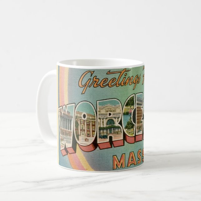 Retro Worcester MA välkomstmugg Kaffemugg (Framsida vänster)