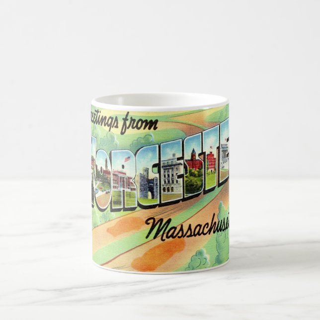 Retro Worcester Ma vykortsmugg Kaffemugg (Center)