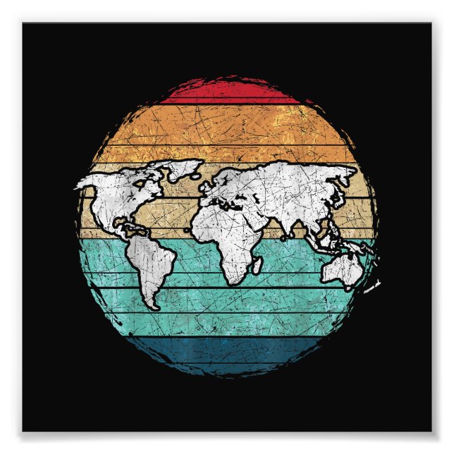 Retro World Map Fototryck (Framsidan)
