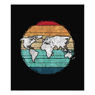 Retro World Map Fototryck