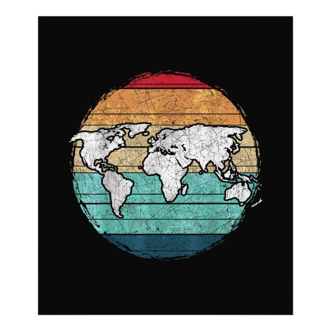 Retro World Map Fototryck (Framsidan)