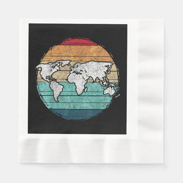 Retro World Map Pappersservett (Framsidan)