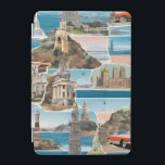 Retro World Tour Collage iPad Mini Skydd<br><div class="desc">Beskrivning: Ett dynamiskt digitalt kollage med vintage bilar,  berömdens arkitektoniska landmärken och sceniska kustvyer,  där en reflexestetik blandas med drömliknande,  surreella sammansättningsfragment.</div>