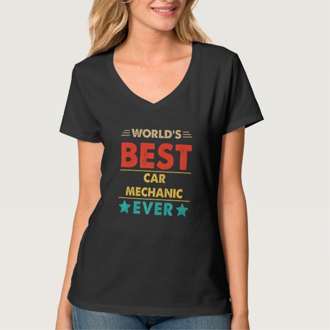 Retro World's Best Car Mechanic Ever   T Shirt (Framsida)