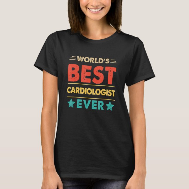 Retro World's Best Cardiolog Aldrig T Shirt (Framsida)