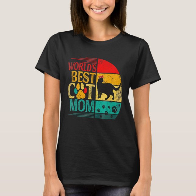 Retro World's Best Cat Mamma Mors dag T Shirt (Framsida)