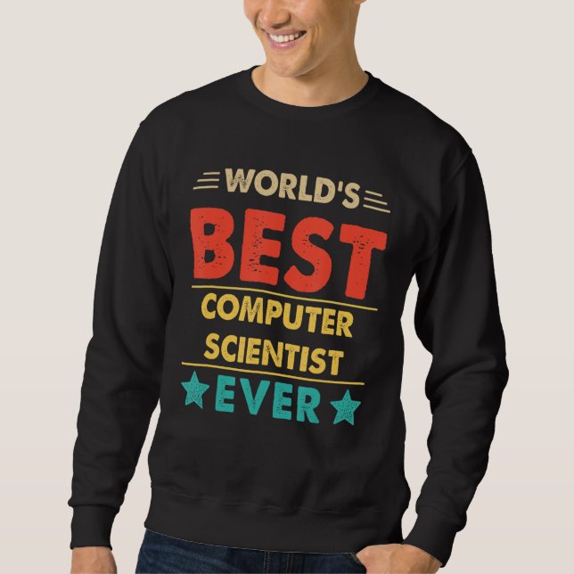 Retro World's Best Computer Scientist nånsin Lång Ärmad Tröja (Framsida)