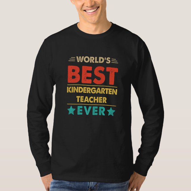 Retro World's Best Kindergarten Teacher Ever   T Shirt (Framsida)