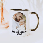 Retro World's Best Pappa Anpassningsbar Note Mugg<br><div class="desc">Världens bästa pappa mugg har ett reflexteckensnitt,  ett foto med båge och en anteckning med anpassningsbar baksida. Det är perfektens gåva till fars dag! Byt ut fotot och anpassa brev på baksidan till smält pappa hjärta!</div>