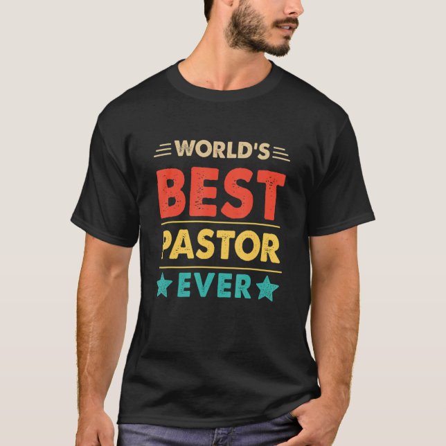 Retro World's Best Pastor nånsin T Shirt (Framsida)