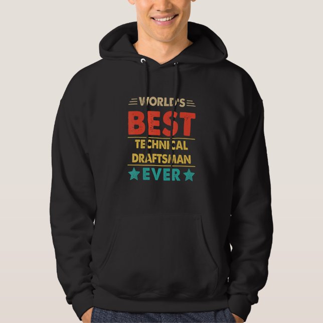 Retro World's Best Technical Draftsman Ever Hoodie (Framsida)