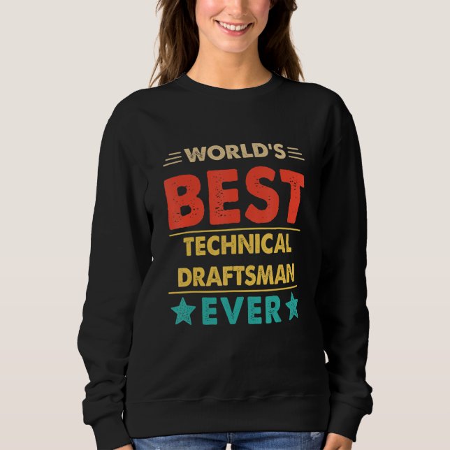 Retro World's Best Technical Draftsman Ever T Shirt (Framsida)