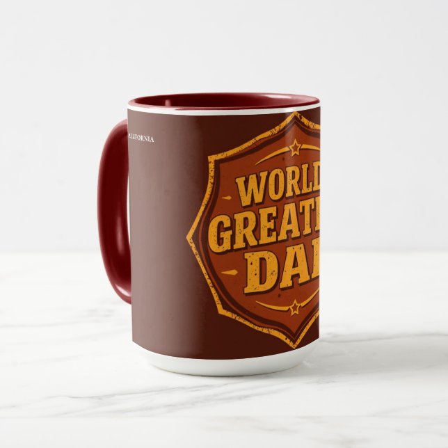Retro World's Greatest Dad Badge Mug | Customizabl Mugg (Framsida vänster)