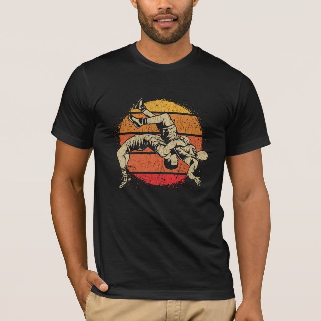 Retro Wrestling Sport Fighter T Shirt (Framsida)