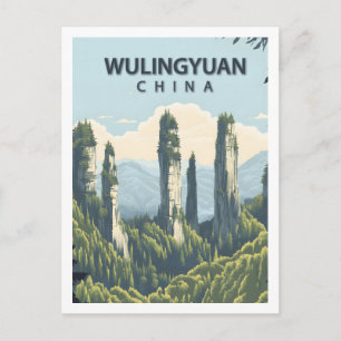 Retro Wulingyuan Kina Zhangjiajie Nationalpark Vykort