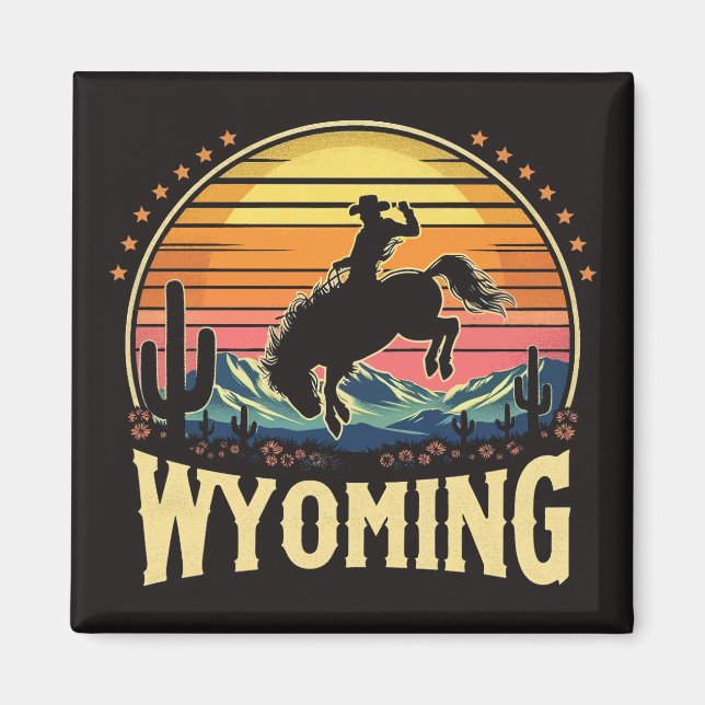 Retro Wyoming Cowboy Magnet (Framsidan)